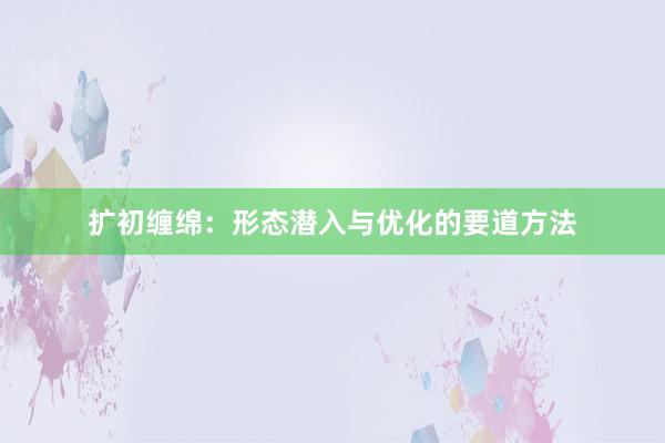 扩初缠绵：形态潜入与优化的要道方法